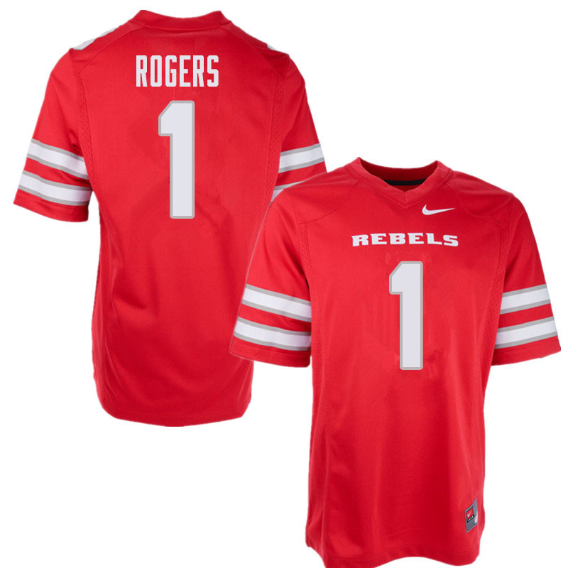 Men's UNLV Rebels #1 Armani Rogers College Football Jerseys Sale-Red - Click Image to Close